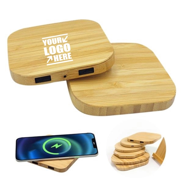 Bamboo 5W Wireless Charger With Dual Usb Ports - Bamboo 5W Wireless Charger With Dual Usb Ports - Image 0 of 4