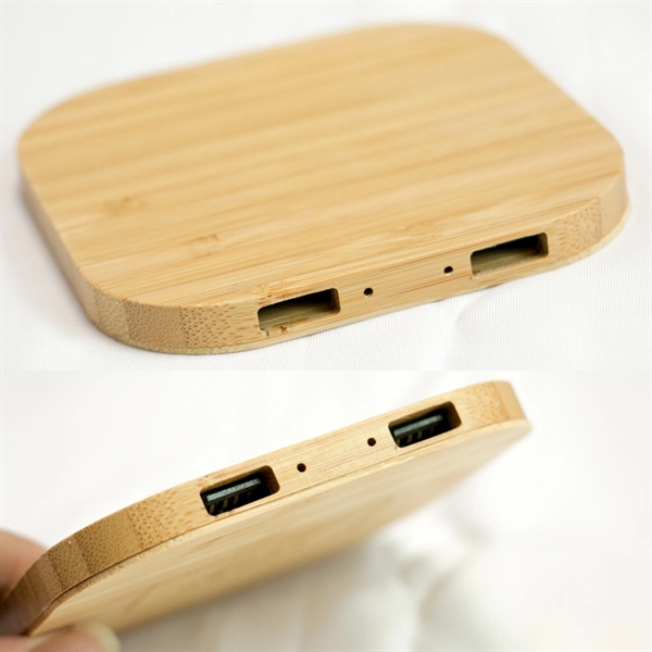 Bamboo 5W Wireless Charger With Dual Usb Ports - Bamboo 5W Wireless Charger With Dual Usb Ports - Image 2 of 4