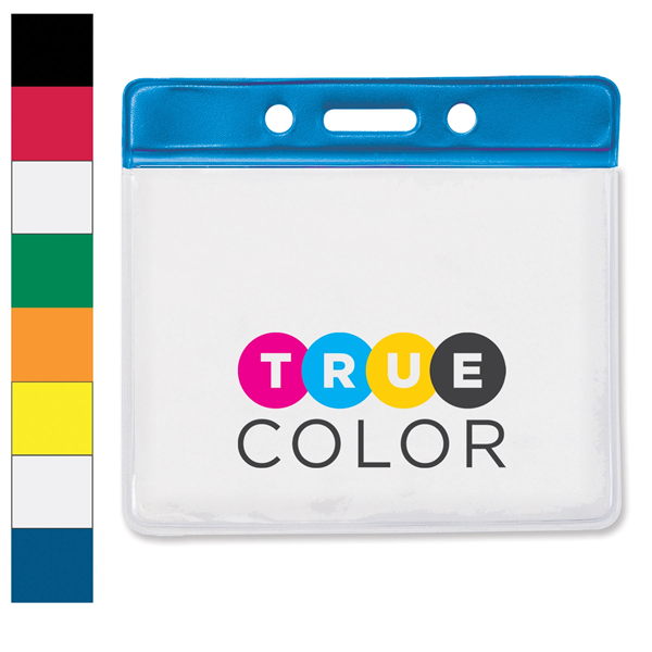 Horizontal Clear Vinyl Badge Holders with Color Bar - Horizontal Clear Vinyl Badge Holders with Color Bar - Image 0 of 8