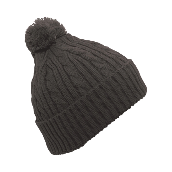 Pacific Headwear Cable Knit Pom-Pom Beanie - Pacific Headwear Cable Knit Pom-Pom Beanie - Image 8 of 19