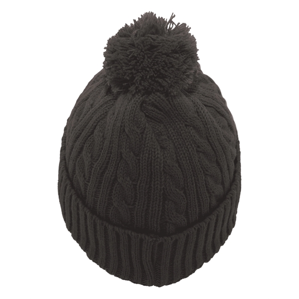 Pacific Headwear Cable Knit Pom-Pom Beanie - Pacific Headwear Cable Knit Pom-Pom Beanie - Image 9 of 19