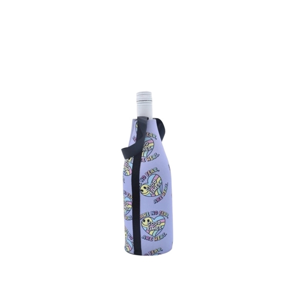 Full Color Sublimation Wine Neoprene Bottle Cooler - Full Color Sublimation Wine Neoprene Bottle Cooler - Image 1 of 4