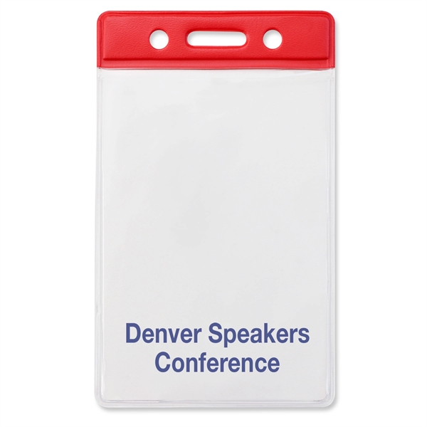 Vertical Vinyl Badge Holder / Nametag Holder with Color Bar - Vertical Vinyl Badge Holder / Nametag Holder with Color Bar - Image 1 of 9