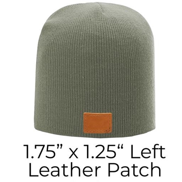 Genuine Leather Patch Beanie - Richardson R15 Or R18 - Genuine Leather Patch Beanie - Richardson R15 Or R18 - Image 1 of 2