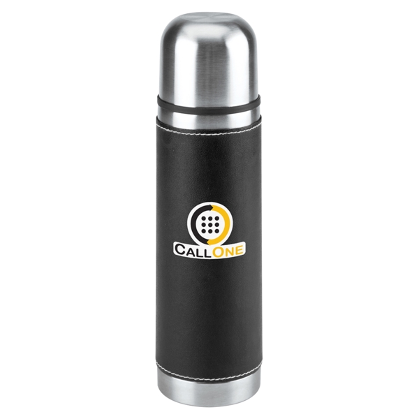 Custom Leatherette Vacuum Bottle - 16 Oz.