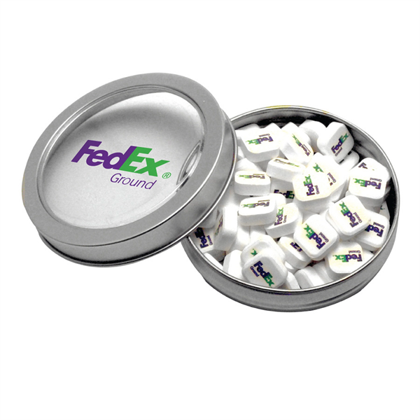 Candy Window Tin Short Round with Printed Mints - Candy Window Tin Short Round with Printed Mints - Image 0 of 0