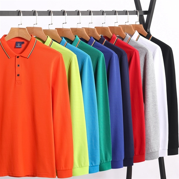 High Quality Unisex Long Sleeve Breathable Polo Shirts - High Quality Unisex Long Sleeve Breathable Polo Shirts - Image 2 of 5