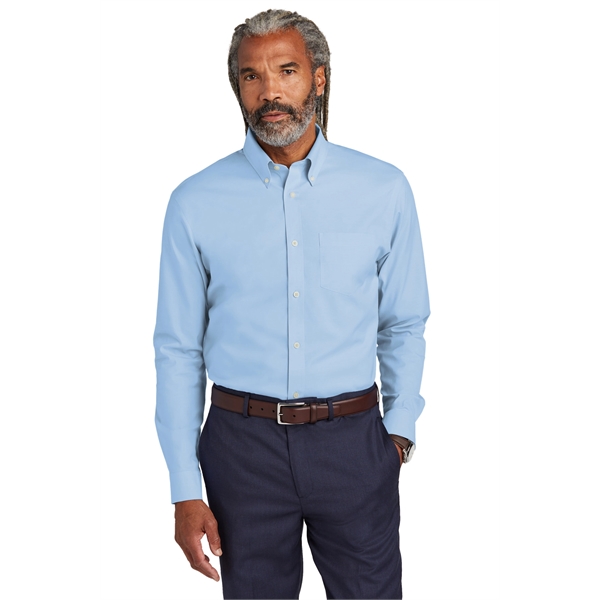 Brooks Brothers Wrinkle-Free Stretch Pinpoint Shirt - Brooks Brothers Wrinkle-Free Stretch Pinpoint Shirt - Image 16 of 19