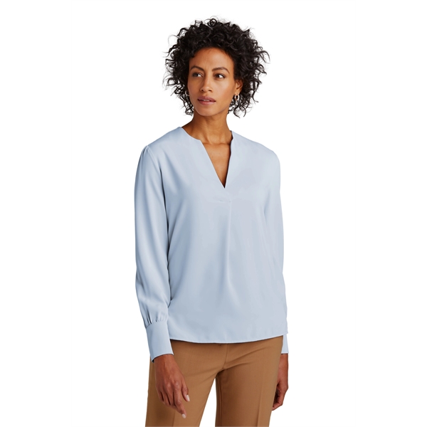 Brooks Brothers Women's Open-Neck Satin Blouse - Brooks Brothers Women's Open-Neck Satin Blouse - Image 14 of 19