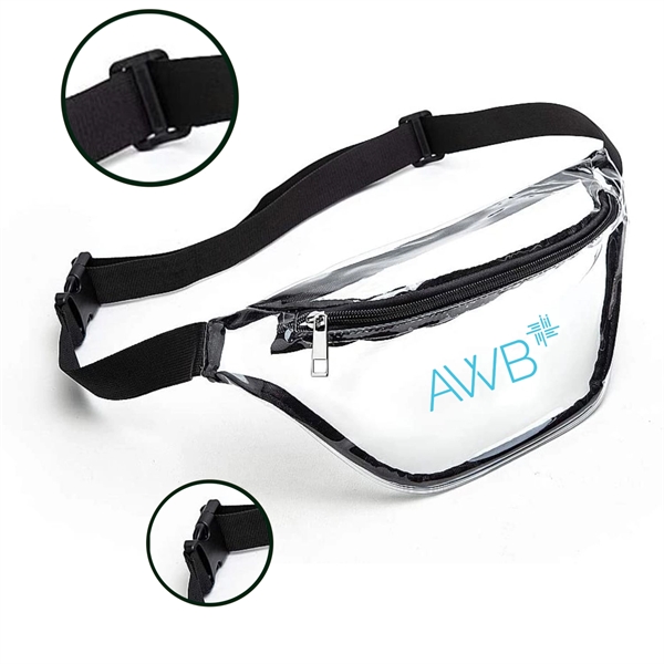 Waterproof Clear Stadium Fanny Pack w/ A Zipper Pockets - Waterproof Clear Stadium Fanny Pack w/ A Zipper Pockets - Image 1 of 12