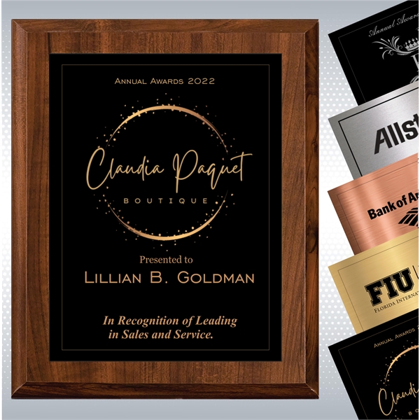 Cherry Finish Plaque w/ Single Engraved Plate - Cherry Finish Plaque w/ Single Engraved Plate - Image 0 of 13