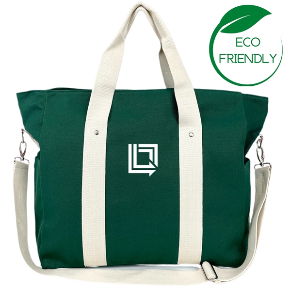 20 oz Cotton Canvas Duffle Bag Green / Natural - 20 x 16 x 7 - 20 oz Cotton Canvas Duffle Bag Green / Natural - 20 x 16 x 7 - Image 8 of 8