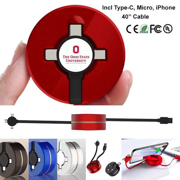 3-In-1 Retractable USB Charging Data Cable Set - 3-In-1 Retractable USB Charging Data Cable Set - Image 0 of 1