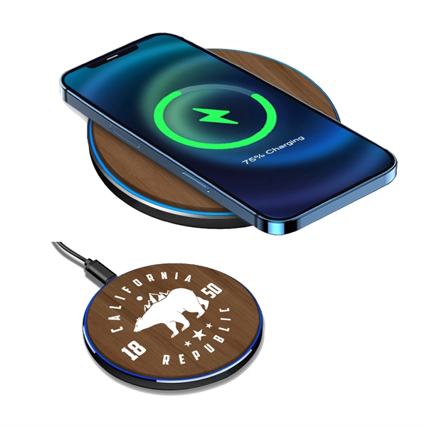 15W QI Certified Walnut Charging Pad - 15W QI Certified Walnut Charging Pad - Image 0 of 4