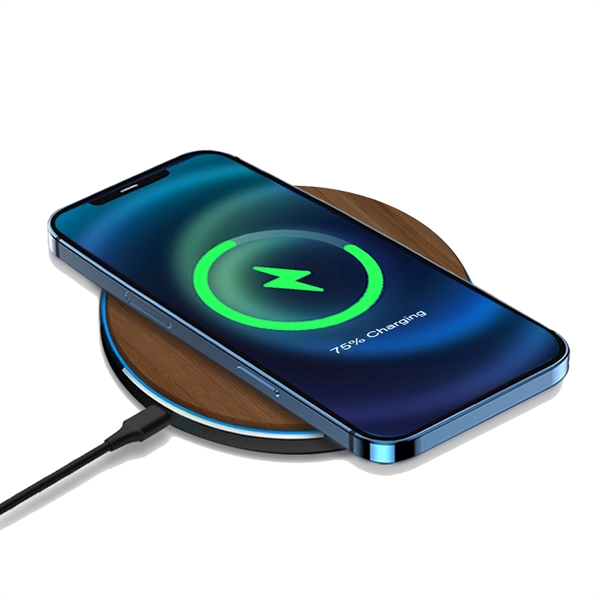 15W QI Certified Walnut Charging Pad - 15W QI Certified Walnut Charging Pad - Image 2 of 4