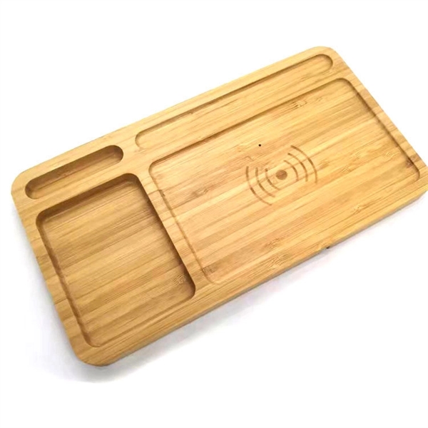 Bamboo Wireless Charger Desk Organiser - Bamboo Wireless Charger Desk Organiser - Image 1 of 2