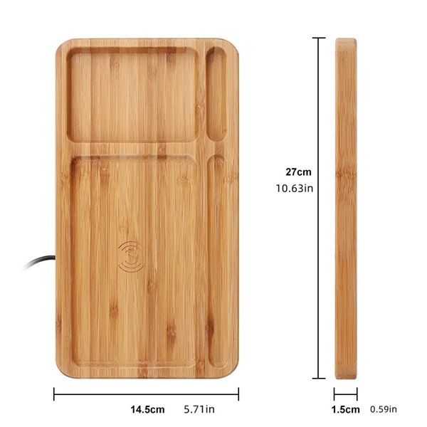 Bamboo Wireless Charger Desk Organiser - Bamboo Wireless Charger Desk Organiser - Image 2 of 2