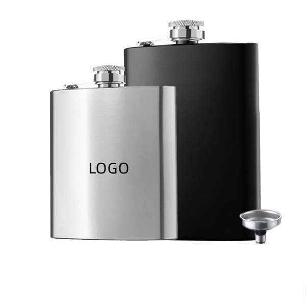 6oz. Stainless Steel Hip Flask - 6oz. Stainless Steel Hip Flask - Image 0 of 3