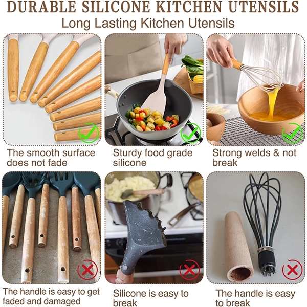 33 pcs Non-Stick Silicone Kitchen Cooking Utensils Set - 33 pcs Non-Stick Silicone Kitchen Cooking Utensils Set - Image 2 of 5