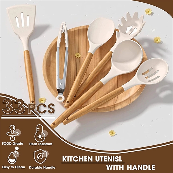 33 pcs Non-Stick Silicone Kitchen Cooking Utensils Set - 33 pcs Non-Stick Silicone Kitchen Cooking Utensils Set - Image 4 of 5