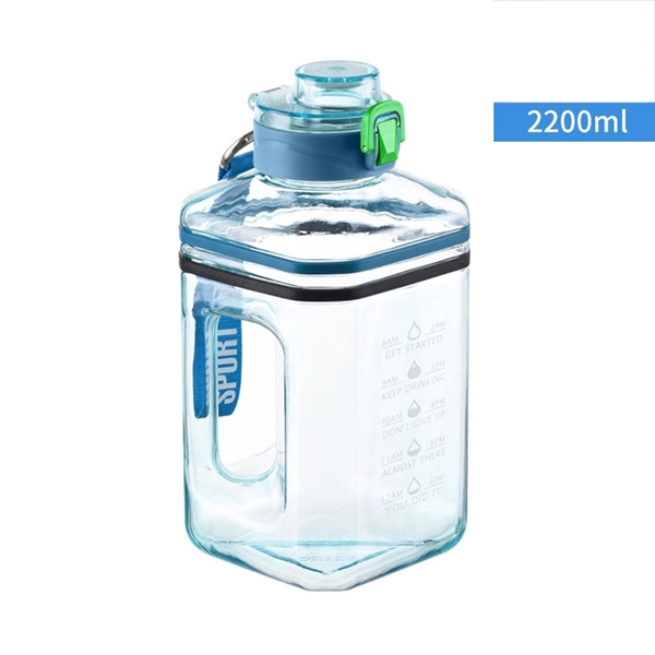 2.2L Large Sports Water Bottle With Time Maker - 2.2L Large Sports Water Bottle With Time Maker - Image 1 of 3