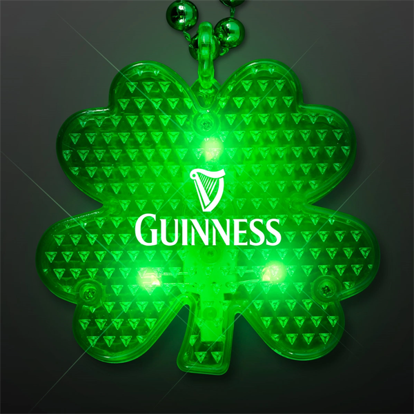 Flashing LED Shamrock Charm on Beads Necklace - Flashing LED Shamrock Charm on Beads Necklace - Image 0 of 1