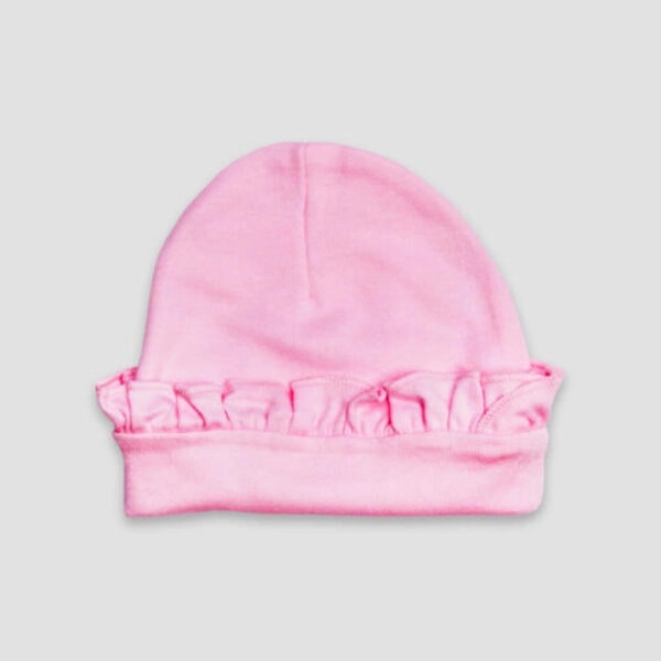 Baby Ruffle Beanie Hats White or Pink - Laughing Giraffe® - Baby Ruffle Beanie Hats White or Pink - Laughing Giraffe® - Image 2 of 2