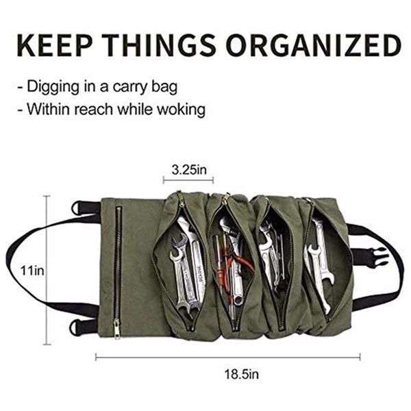 Tool Roll Up Canvas Storage Bag - Tool Roll Up Canvas Storage Bag - Image 5 of 6