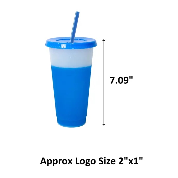 Reusable Color Changing Plastic Cups W/Lid And Straws - Reusable Color Changing Plastic Cups W/Lid And Straws - Image 1 of 6