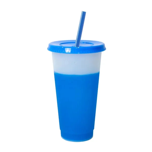 Reusable Color Changing Plastic Cups W/Lid And Straws - Reusable Color Changing Plastic Cups W/Lid And Straws - Image 2 of 6
