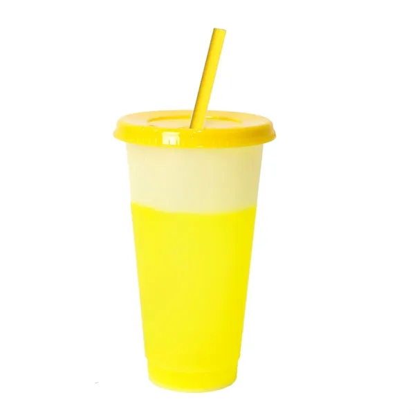 Reusable Color Changing Plastic Cups W/Lid And Straws - Reusable Color Changing Plastic Cups W/Lid And Straws - Image 4 of 6