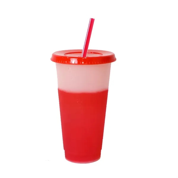 Reusable Color Changing Plastic Cups W/Lid And Straws - Reusable Color Changing Plastic Cups W/Lid And Straws - Image 5 of 6