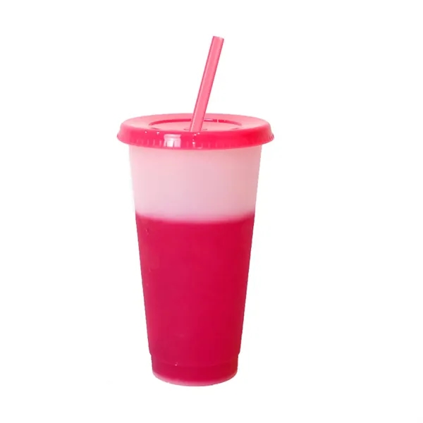 Reusable Color Changing Plastic Cups W/Lid And Straws - Reusable Color Changing Plastic Cups W/Lid And Straws - Image 6 of 6