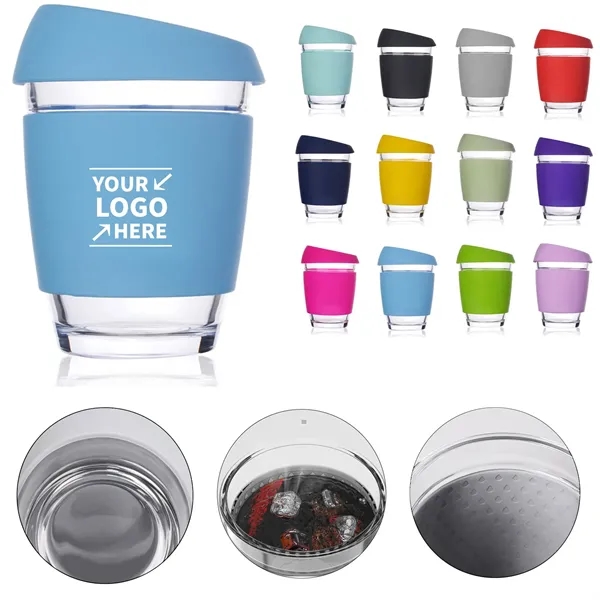 Reusable Glass Coffee Cup with Sleeve - Reusable Glass Coffee Cup with Sleeve - Image 0 of 7