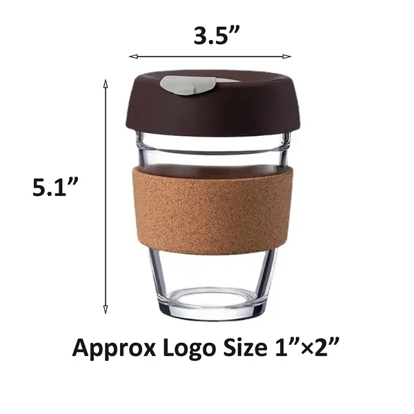 Reusable Glass Coffee Cup with Cork Sleeve - Reusable Glass Coffee Cup with Cork Sleeve - Image 1 of 2