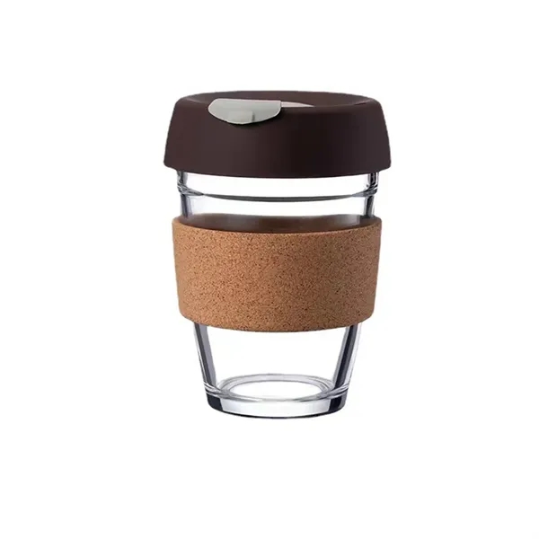 Reusable Glass Coffee Cup with Cork Sleeve - Reusable Glass Coffee Cup with Cork Sleeve - Image 2 of 2