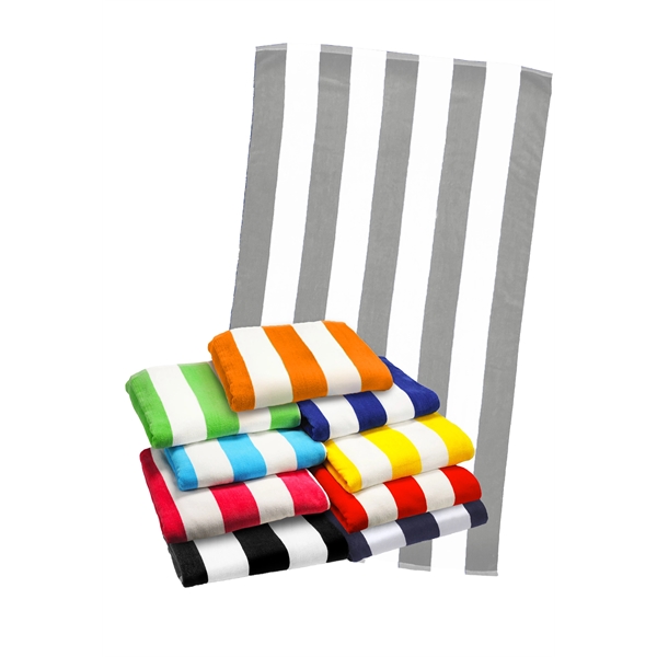 Premium Velour, 35 x 60 Mid-Weight Cabana Stripe Beach Towel - Premium Velour, 35 x 60 Mid-Weight Cabana Stripe Beach Towel - Image 11 of 11