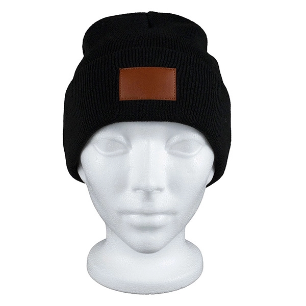 Fashion and Performance Knit Cuffed Beanie with Patch - Fashion and Performance Knit Cuffed Beanie with Patch - Image 1 of 22