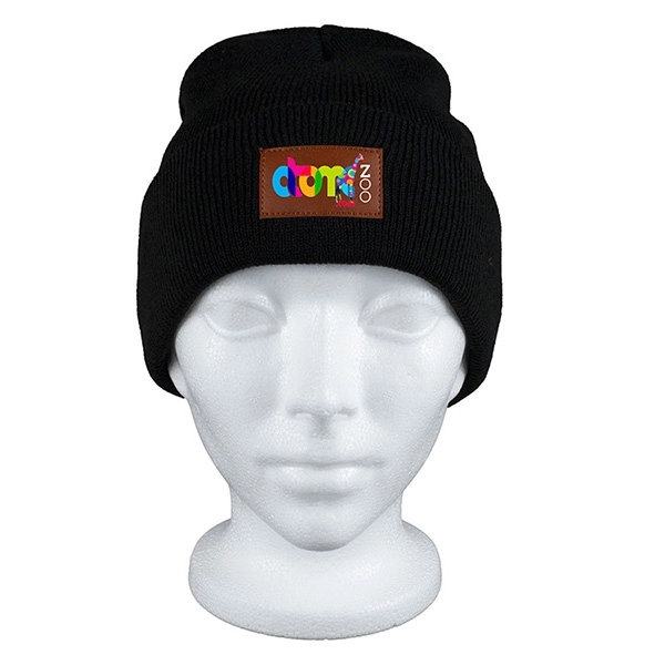 Fashion and Performance Knit Cuffed Beanie with Patch - Fashion and Performance Knit Cuffed Beanie with Patch - Image 2 of 22