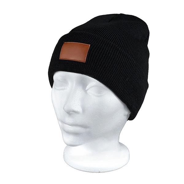 Fashion and Performance Knit Cuffed Beanie with Patch - Fashion and Performance Knit Cuffed Beanie with Patch - Image 3 of 22