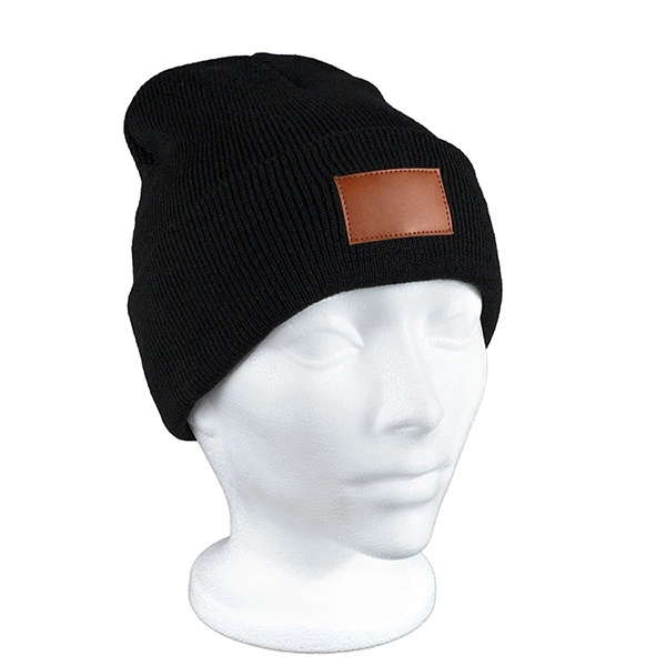 Fashion and Performance Knit Cuffed Beanie with Patch - Fashion and Performance Knit Cuffed Beanie with Patch - Image 5 of 22