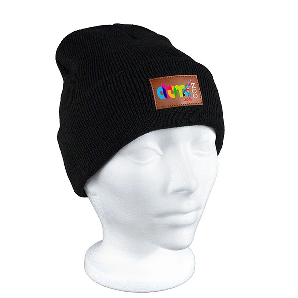 Fashion and Performance Knit Cuffed Beanie with Patch - Fashion and Performance Knit Cuffed Beanie with Patch - Image 6 of 22