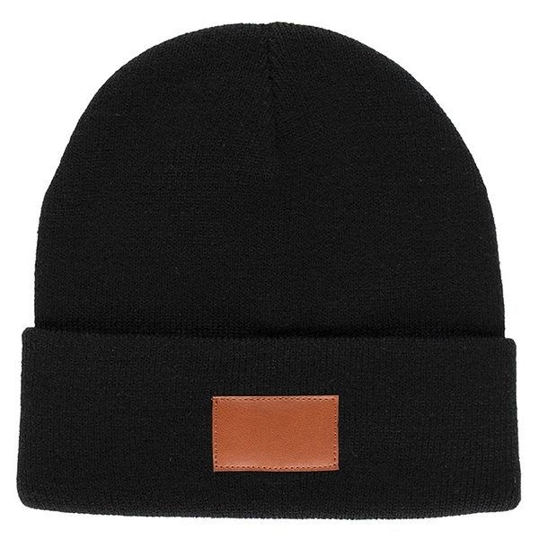 Fashion and Performance Knit Cuffed Beanie with Patch - Fashion and Performance Knit Cuffed Beanie with Patch - Image 7 of 22