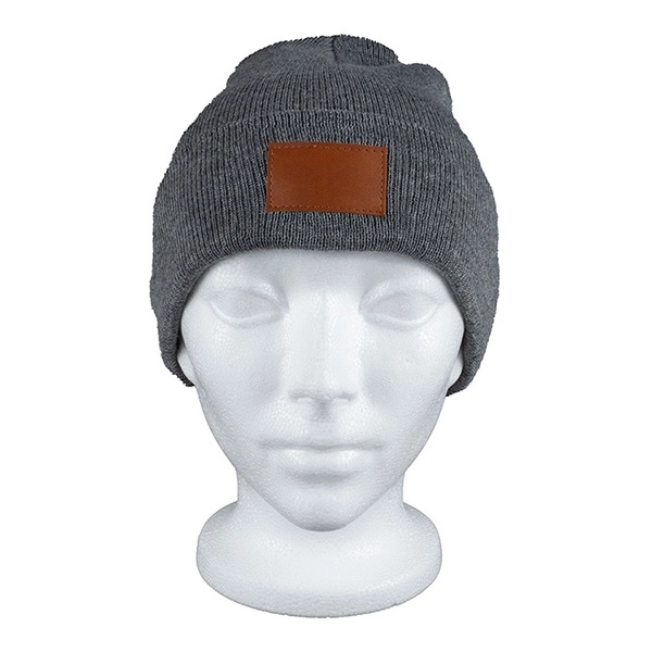 Fashion and Performance Knit Cuffed Beanie with Patch - Fashion and Performance Knit Cuffed Beanie with Patch - Image 10 of 22