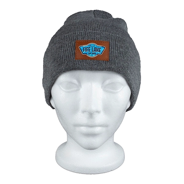 Fashion and Performance Knit Cuffed Beanie with Patch - Fashion and Performance Knit Cuffed Beanie with Patch - Image 11 of 22