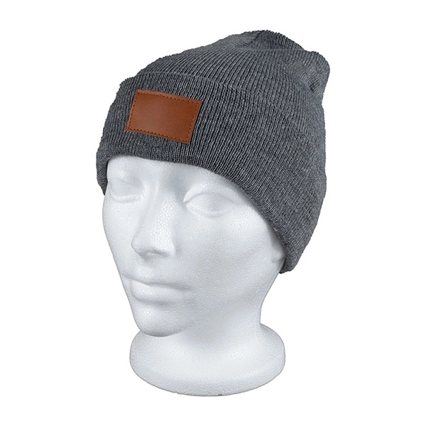 Fashion and Performance Knit Cuffed Beanie with Patch - Fashion and Performance Knit Cuffed Beanie with Patch - Image 12 of 22