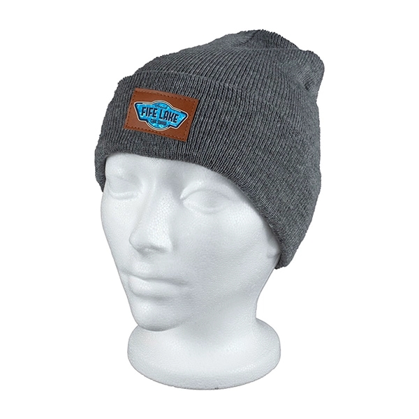 Fashion and Performance Knit Cuffed Beanie with Patch - Fashion and Performance Knit Cuffed Beanie with Patch - Image 13 of 22