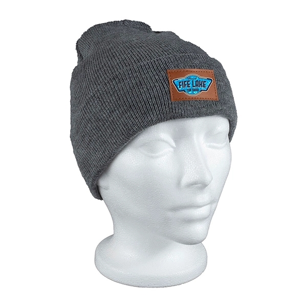 Fashion and Performance Knit Cuffed Beanie with Patch - Fashion and Performance Knit Cuffed Beanie with Patch - Image 15 of 22