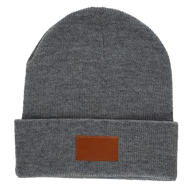 Fashion and Performance Knit Cuffed Beanie with Patch - Fashion and Performance Knit Cuffed Beanie with Patch - Image 18 of 22