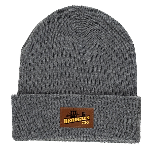 Fashion and Performance Knit Cuffed Beanie with Patch - Fashion and Performance Knit Cuffed Beanie with Patch - Image 19 of 22